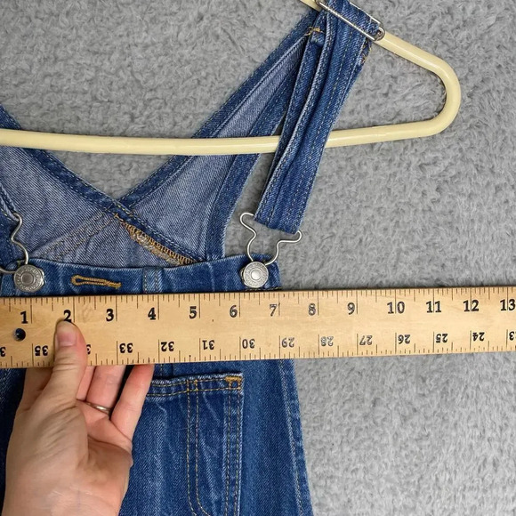 Vintage Levis dark wash bib denim overalls womens skinny fit stretch Small - Picture 14 of 14